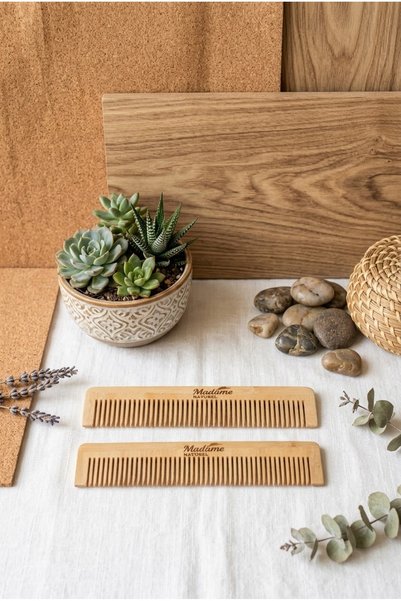 MADAMENATUREL Two Pieces Bamboo Hair, Beard, Mustache Comb (Suitable for Wet ...