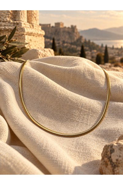 Yakamoz Atelier 925 Ayar Gümüş Yılan Zincir Kolye Gold