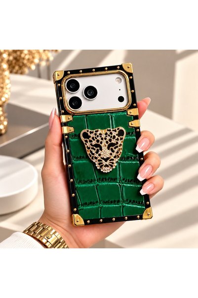 madamcase Green Diva Leopard Design Luxury Case Compatible with Apple iPhone ...
