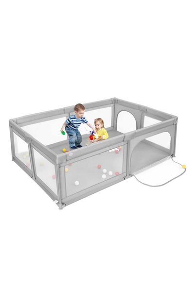OEM Tarc Gri pentru Bebelusi XXL 150x200 cm cu Bile Colorate