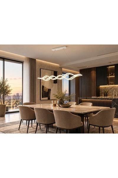 Magic Time Pendul LED Suspendat Lumina Reglabita 3000–6500K Design Ondulat cu Telecomanda Serion