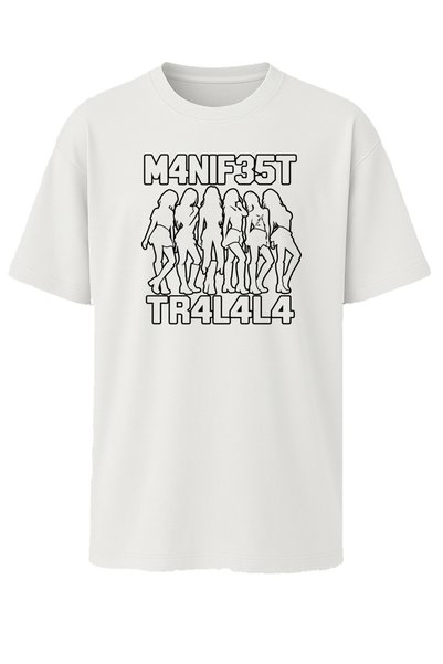 awe Manifest Tralala Grup Silüeti Baskılı Tişört, Tüm Bedenler İçin, %100 Pam...