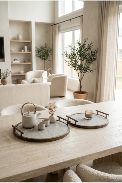 Generic Multi-Purpose Serving Tray Set with Perfect Design Large Size 35 cm Small Size 30 cm