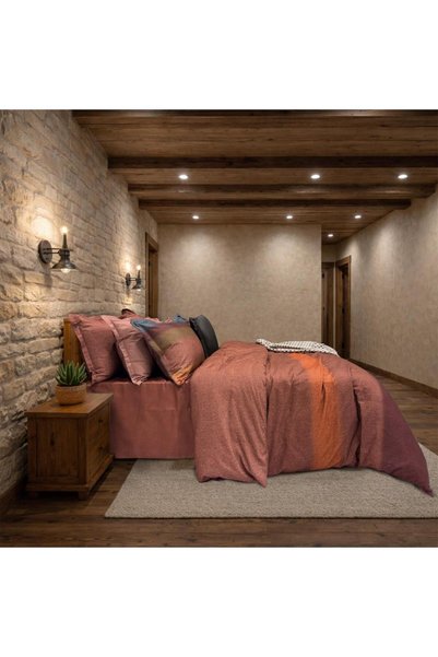 Sarev Yula Flannel Duvet Cover Set Double 2Y D, Red Brown