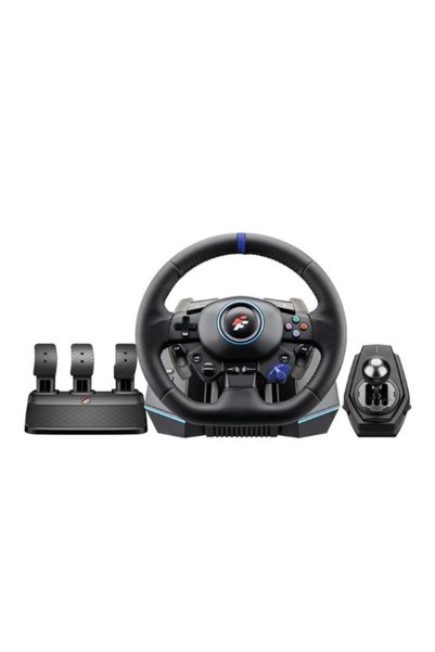 Flashfire Steering Wheel Gameman F127 Bike and Floor Pedals, Force Feedback, Paddle Shifters, Steering Wheel Cover, Adjustable Floor Pedals, P5, P4 Plug / Pc/Mac from Flashfire