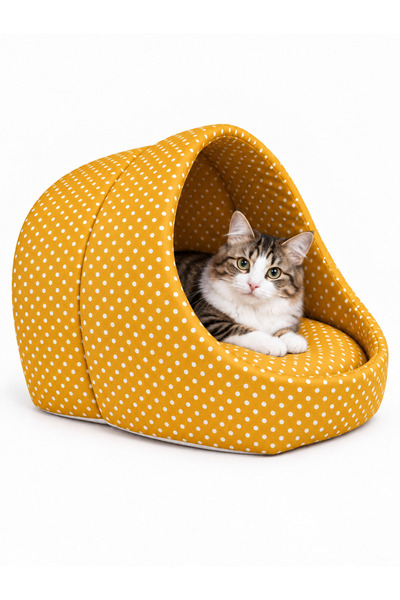 Nerotex Kırmızı Kedi Mağara Yuvası Ev Yıldızlı Mağara