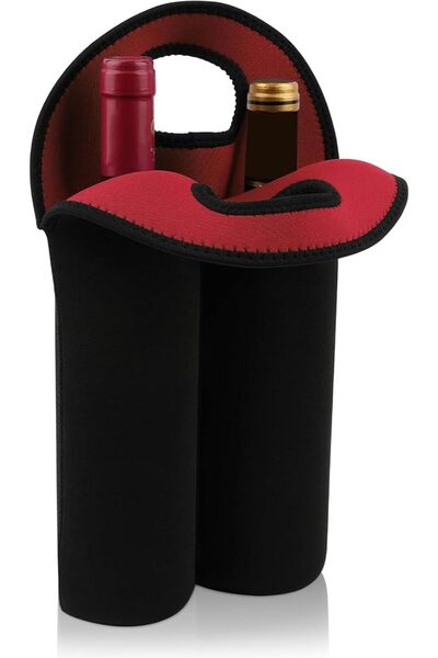 Tazweeq 2 Bottle Insulated Wine Carrier Tote Bag, Neoprene Cooler for 750ml R...