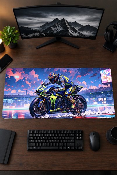 Lienza MotoGP VR46 40x90 Gaming Oyuncu Mouse Pad Kaymaz Kauçuk Taban Büyük Bo...