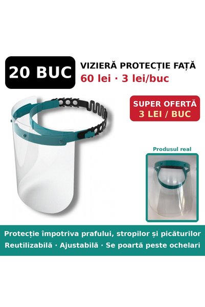 rosehane Vizieră de protecție facială transparentă, reutilizabilă și ajustabi...