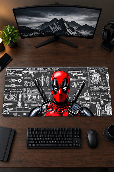 DeadPoll 40x90 Gaming Oyuncu Mouse Pad Kaymaz Kauçuk Taban Büyük Boy Klavye Fare Altlığı Mousepad