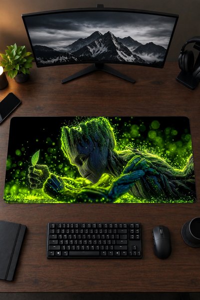 Groot 40x90 Gaming Oyuncu Mouse Pad Kaymaz Kauçuk Taban Büyük Boy Klavye Fare Altlığı Mousepad