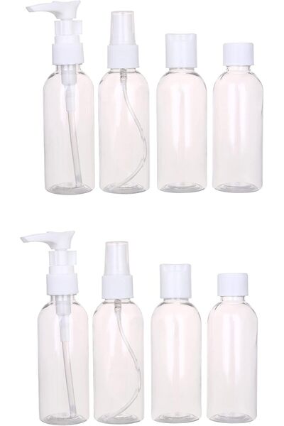 Lawazim Plastic Travel Bottle Set - 8 Piece - Clear/White - Travel Size Bottl...