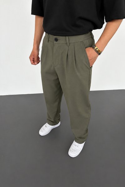 ElitWear Baggy Fit Pileli Geniş Kalıp Kumaş Pantolon