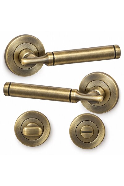 HOBİDABİ Mâner de ușă WC rotund, galben antic, marca Bora, 1 set (2 mânere)