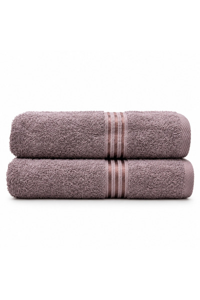 HIKAYA COTTON Set of 2 Egyptian Cotton Towels with Satin Stripes 50X90 cm |  ...