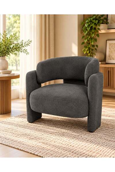 TrentonGCC Modern Barrel Armchair with Curved Backrest and Thick Seat Cushion