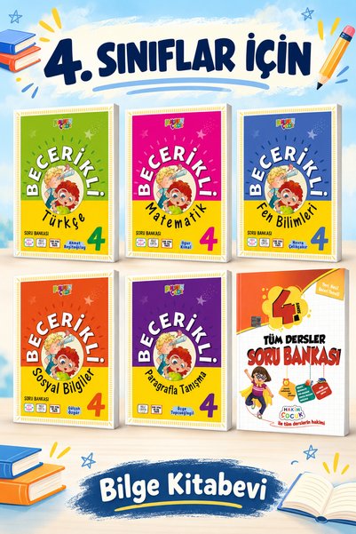 fenomen çocuk 4.Sınıf Becerikli Seti (Türkçe - Matematik- Fen Bilimleri- Sosyal Bilgiler Soru Bankası- Paragraf -Tüm Dersler Soru Bankası)