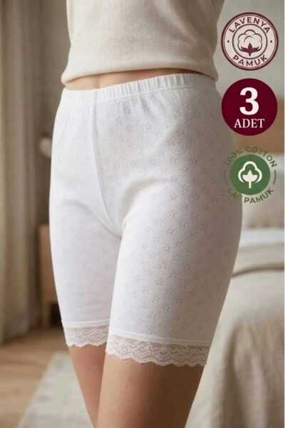 LAVENYA Lavinia White Set, 100% Cotton, 3 Pieces of White Panties, Decorated ...