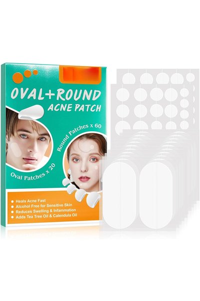 Yelajoy 80 Count Pimple Patches - 2 Shapes (Oval + Small Round) Hydrocolloid ...