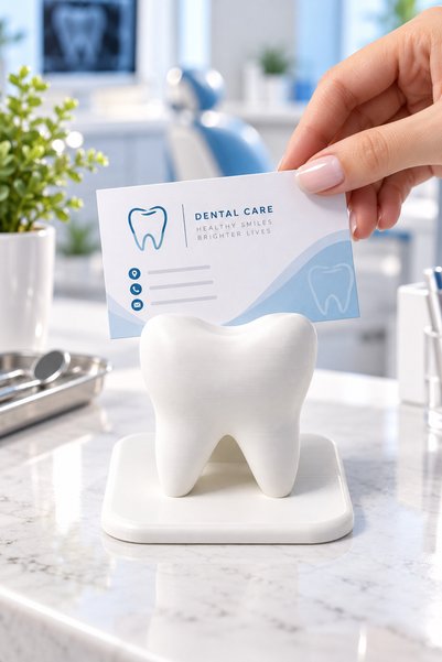 ceatly Dental Figured Business Card Holder – Dentist Desktop Business Card Stand, Clinic and Office Decoration, White