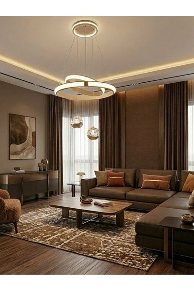ADOĞAN Azelya 3 Renklı Kumandalı Dinlenebilir Led Avize Salon ve Oturma odası