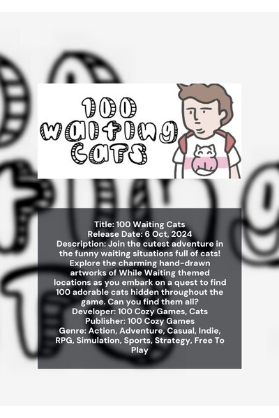 OEM Poster Infografic 100 Pisici Asteptand, Ilustratie Decorativa Adorabila, ...