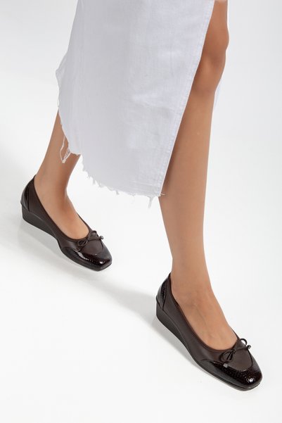 Elile Shoes Genuine Leather Wedge Heel Comfort Women's Shoes in Sizes 33-34-35 and up to Size 41-42