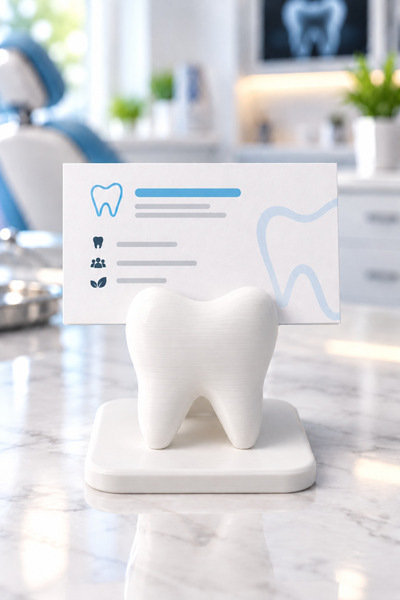 ceatly Dental Figured Business Card Holder – Dentist Desktop Business Card Stand, Clinic and Office Decoration, White