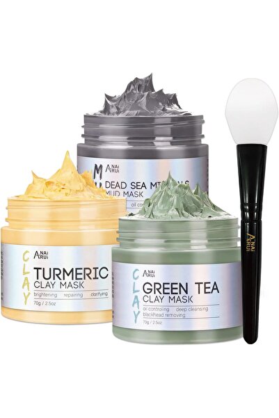 ANAI RUI Clay Face Mask Set – Turmeric Green Tea & Dead Sea Minerals Mud Mask...
