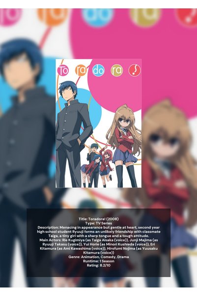 OEM Αφίσα Ινφορματογραφίας Toradora, Ρομαντικό-κωμικό άνιμε, Χαρτόνι υψηλής π...