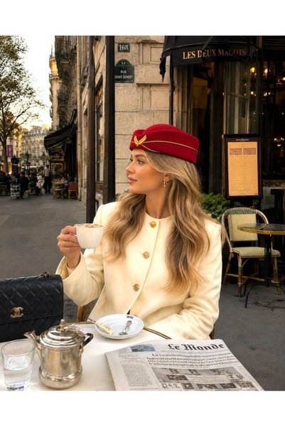 FUNDA AKIN Mi Luz Accessory Wool Felt Stewardess Model Beret Hat