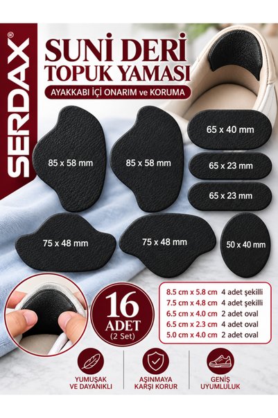 SERDAX Kendinden Yapışkanlı Suni Deri Siyah Renk Ayakkabı Topuk ve İç Tamir Y...