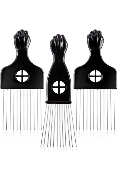 Alybrol 3 Pack Metal Hair Pick - Wide Tooth Afro Pick for Men, Hair pick for ...