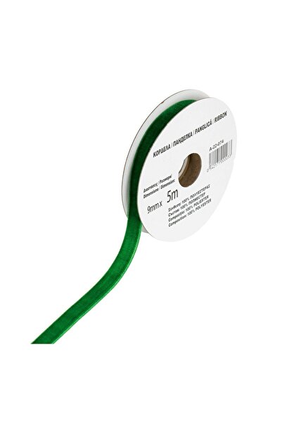 OEM Panglică decorativă Catifelată Verde de Crăciun 5 m x 9 mm