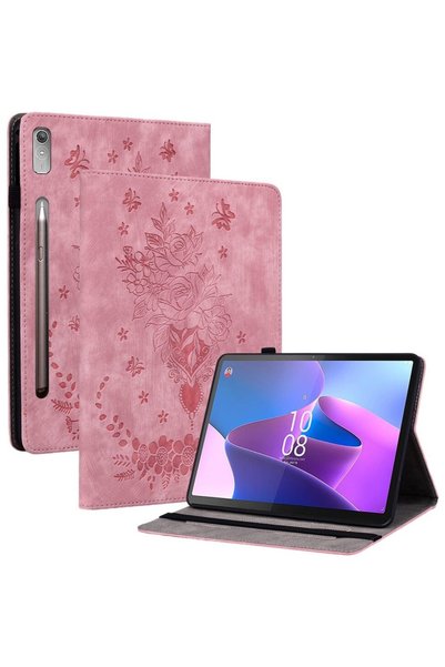 XGSM Husă Lenovo Tab P12, Trandafiri și fluturi, Roz deschis