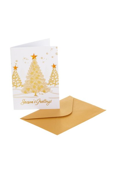 OEM Felicitare de Crăciun Brazi din Folie Aurie Stea 3D "Season's Greetings" ...