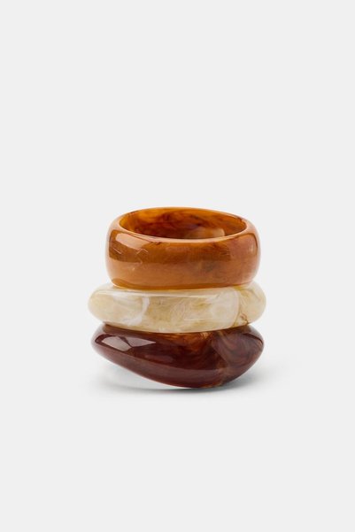 stravis Brown and Cream Tones Marble Patterned Thick Curved 3-Piece Bone Brac...
