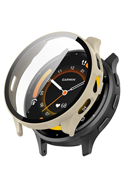 XGSM Carcasă 2 în 1 + Sticlă securizată pentru Garmin Venu 3, Bej