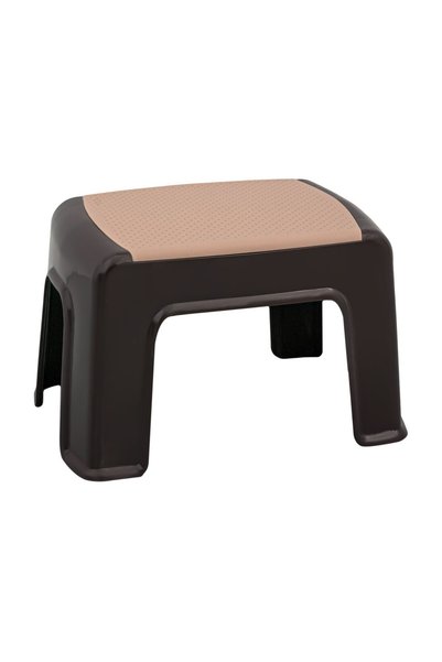 OEM Taburet din Plastic Bej-Maro 30x21x21 cm, Capacitate Maximă 80 kg
