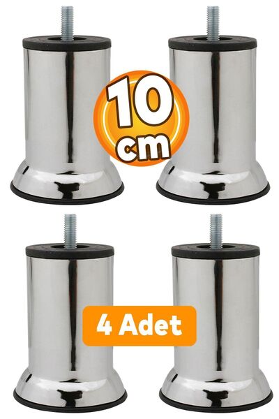 Mobilya Kanepe Baza Koltuk Destek Yükseltme Ayağı M8 Civatalı Krom Metal Ayakları 10 cm 4 Adet