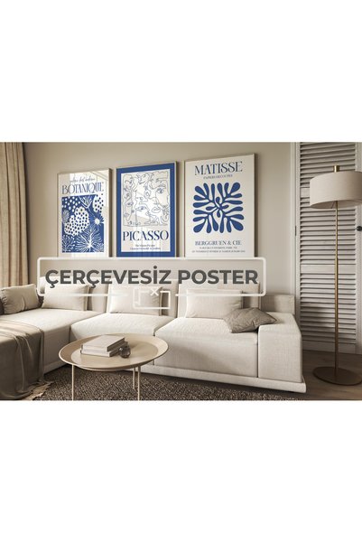 512 STORE 3'lü Matisse Modern Dizayn Tasarım Çerçevesiz Kuşe Kağıt Poster Ev ...