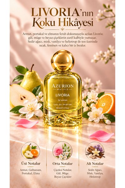 azurion walvis cosmetics LIVORIA Kadın Parfümü EDP 50 ml