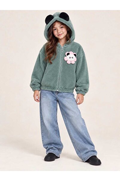 renkli diyar Girls' Winter Plush Cardigan