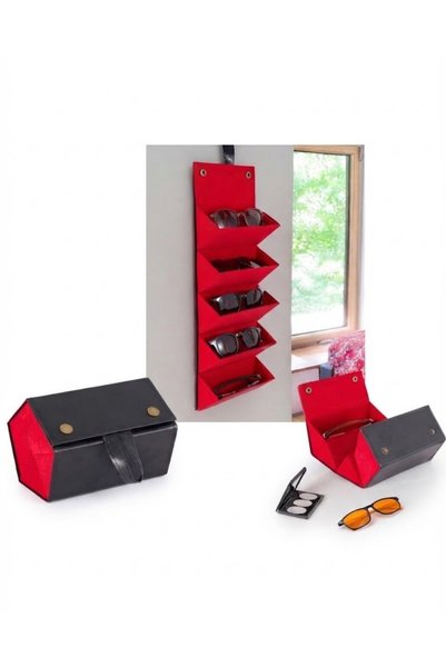 alpinkutu Handmade Leather 5-Piece Glasses Storage and Carrying Organizer Bag