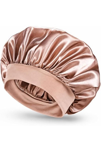 Generic Satin Silk Sleep Bonnet for Women Soft Wide Band Sleeping Cap for Cur...