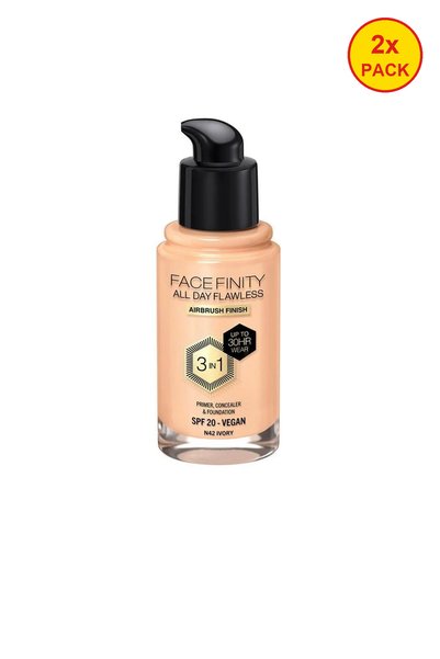 Max Factor 2x PACK Fond de ten Facefinity All Day Flawless 3-in-1 N42 Ivory, ...