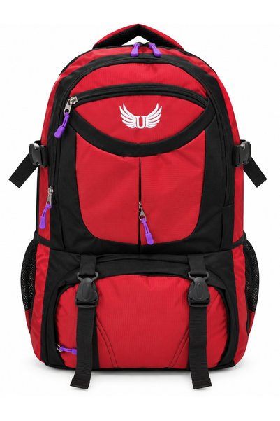 Dadacuq Rucsac de 40 de litri, roșu și negru, pentru alpinism, camping, trekking, din material textil rezistent la apă, geantă de călătorie cu mai multe compartimente