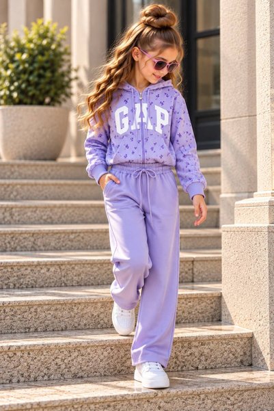Jolly Kids Girl's Tracksuit Winter Zippered Hooded 2-Piece Set
