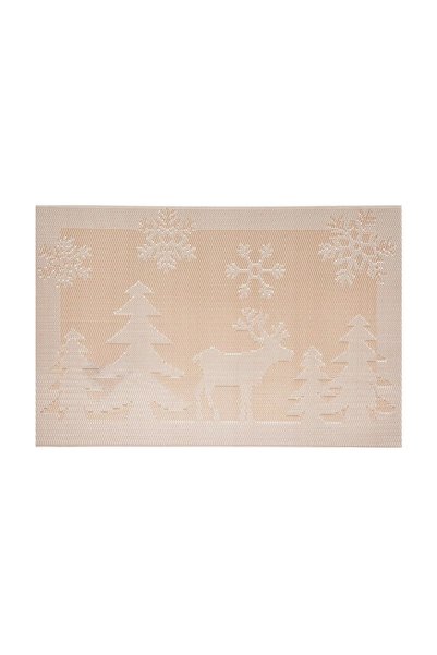 OEM Suport pentru Farfurie din PVC Auriu Cerb Brazi Fulgi de Crăciun 45x30 cm...