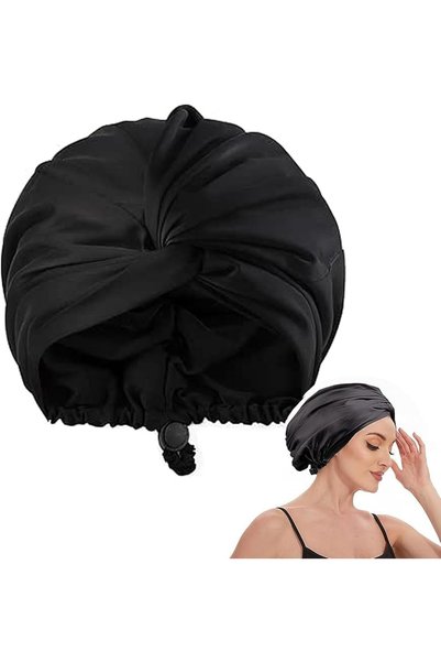 Tazweeq Adjustable Satin Silk Hair Bonnet, Double Layer Sleeping Night Cap